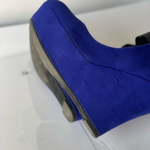 Madden Girl Royal Blue Suede Regal Wedge Sandal Platform Pumps Heels, Sz 9M - Picture 9 of 10